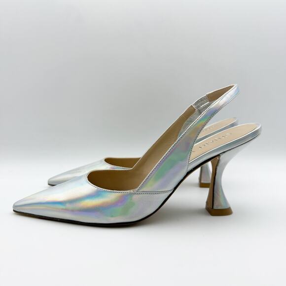 Stuart Weitzman Womens Xcurve 85 Slingback Heels US 6.5 Silver Sling Back NWOB - Picture 8 of 12